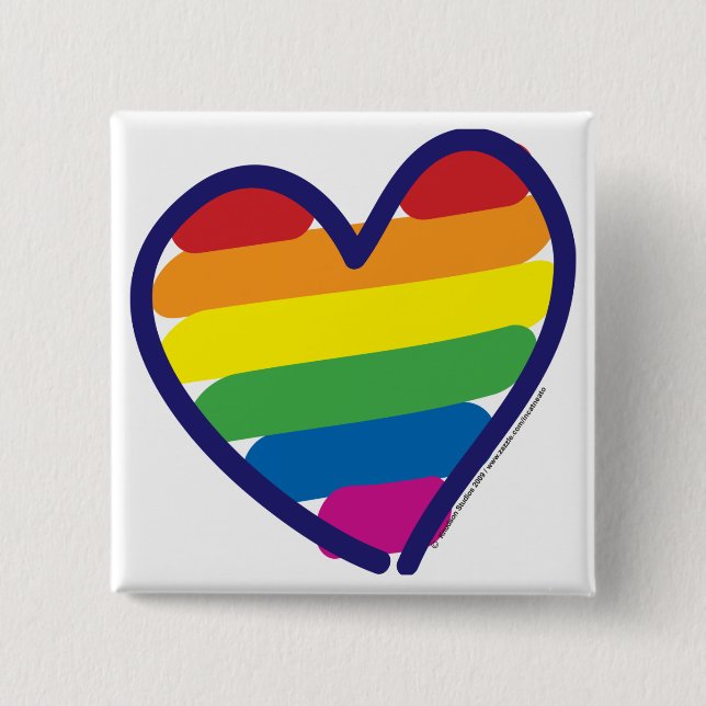 Gay Pride Rainbow Heart 15 Cm Square Badge (Front)