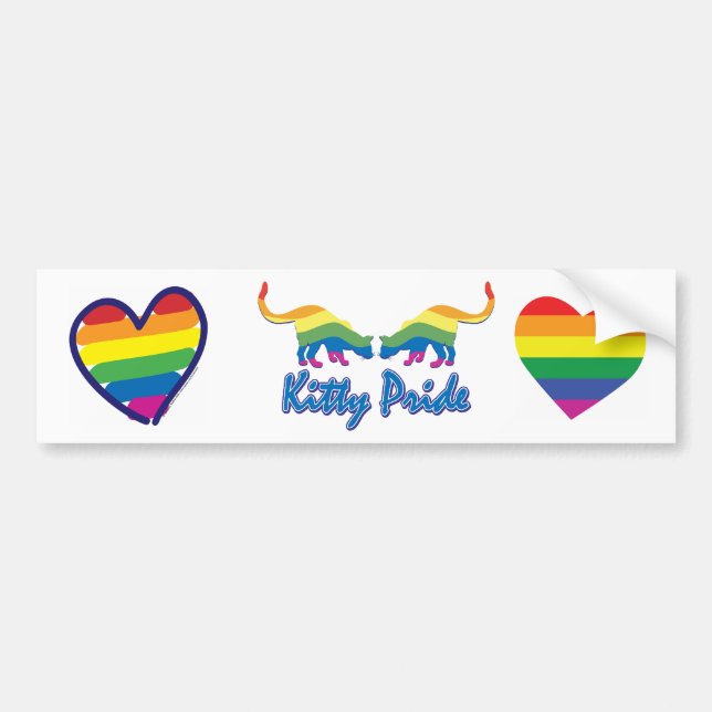 Gay Pride Rainbow Heart Bumper Sticker (Front)