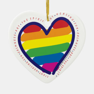 Gay Pride Rainbow Heart Ceramic Tree Decoration