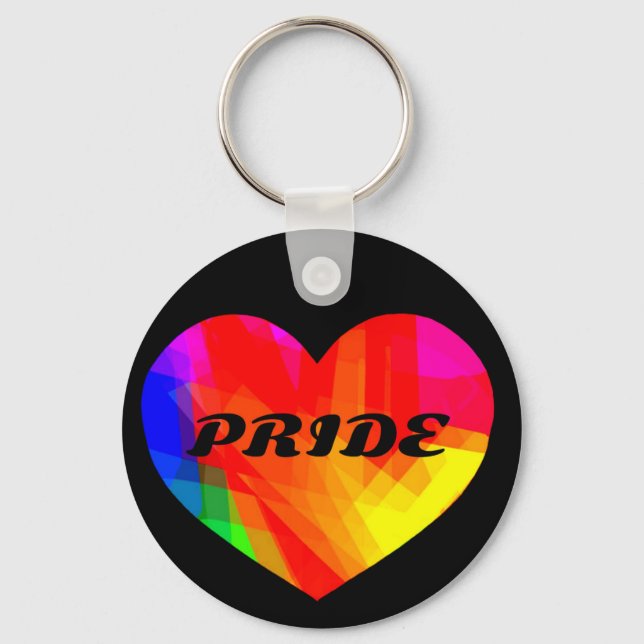 Gay PRIDE Rainbow Heart Key Ring (Front)