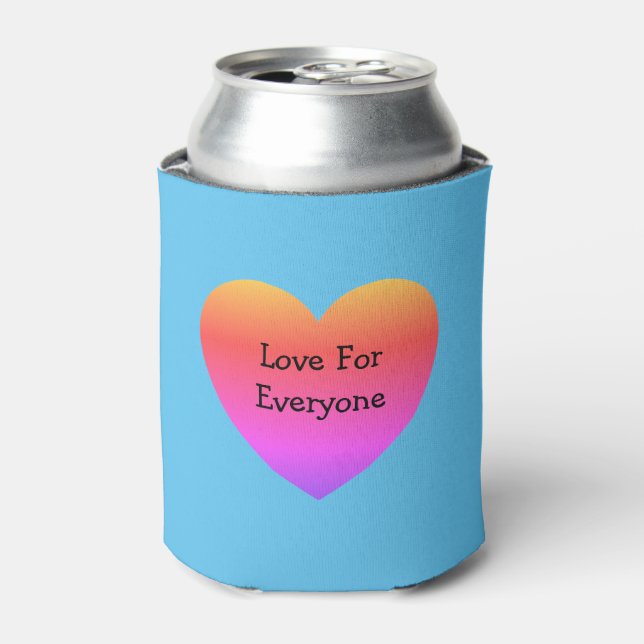 Gay Pride Rainbow Heart Love For Everyone LGBTQ Can Cooler (Can Front)