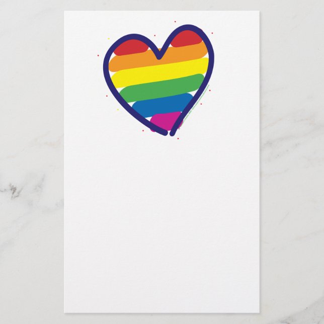 Gay Pride Rainbow Heart Stationery (Front)