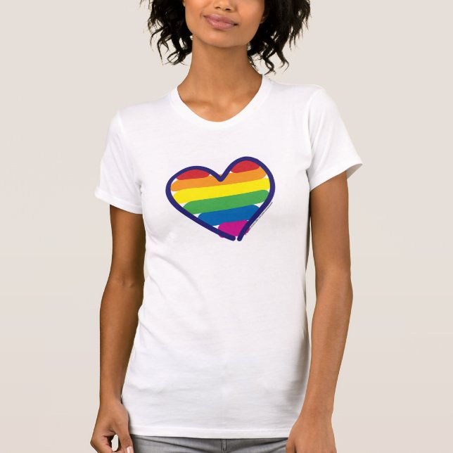 Gay Pride Rainbow Heart T-Shirt (Front)