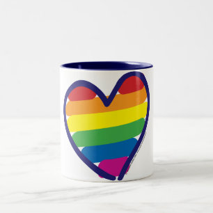 Gay Pride Rainbow Heart Two-Tone Coffee Mug