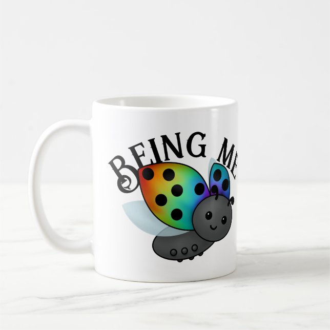 Gay Pride Rainbow Ladybug Coffee Mug (Left)