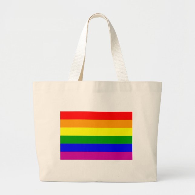 Gay Pride Rainbow Large Tote Bag (Front)