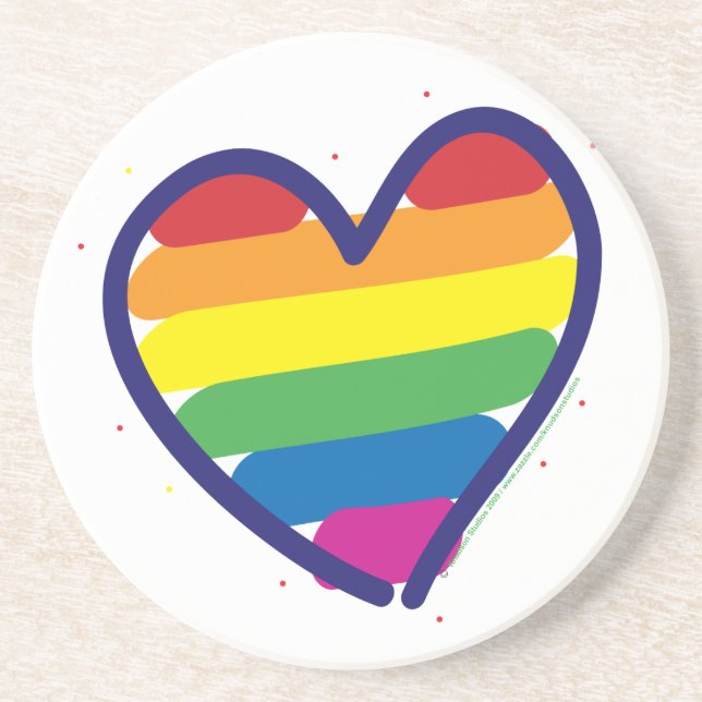 Gay Pride Rainbow Love Heart Coaster (Front)