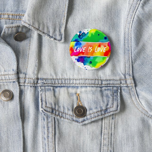 Gay Pride Rainbow Love Is Love 6 Cm Round Badge (In Situ)