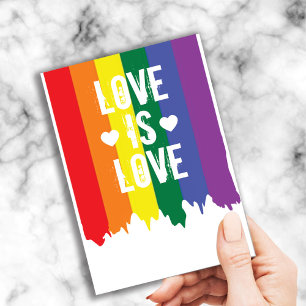 Gay Pride Rainbow Paint Love Is Love Postcard