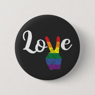 Gay Pride - Rainbow Peace Sign Love 6 Cm Round Badge