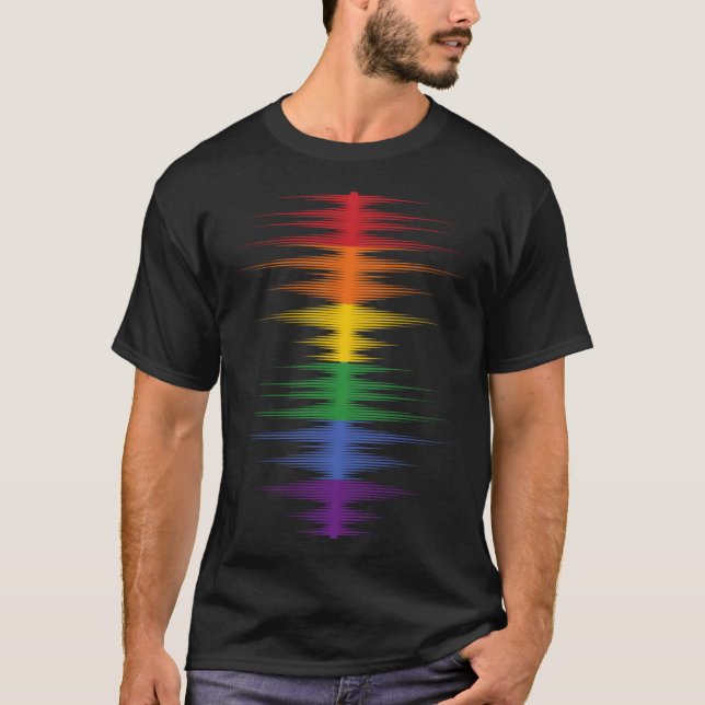 Gay Pride Rainbow Sound Waves  LGBTQ T-Shirt (Front)