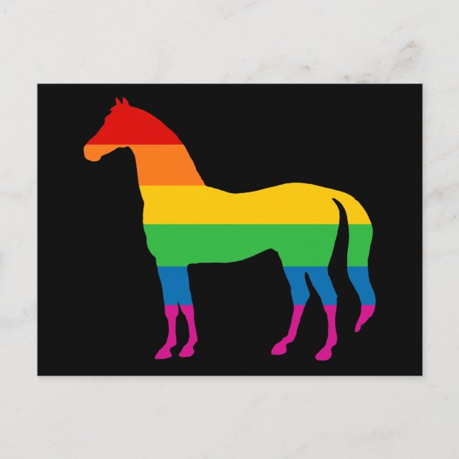 Gay Pride Rainbow Stripe Horse Postcard (Front)