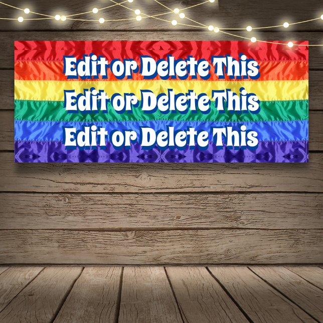 Gay Pride Rainbow Stripes Custom Text Personalised Banner (Creator Uploaded)