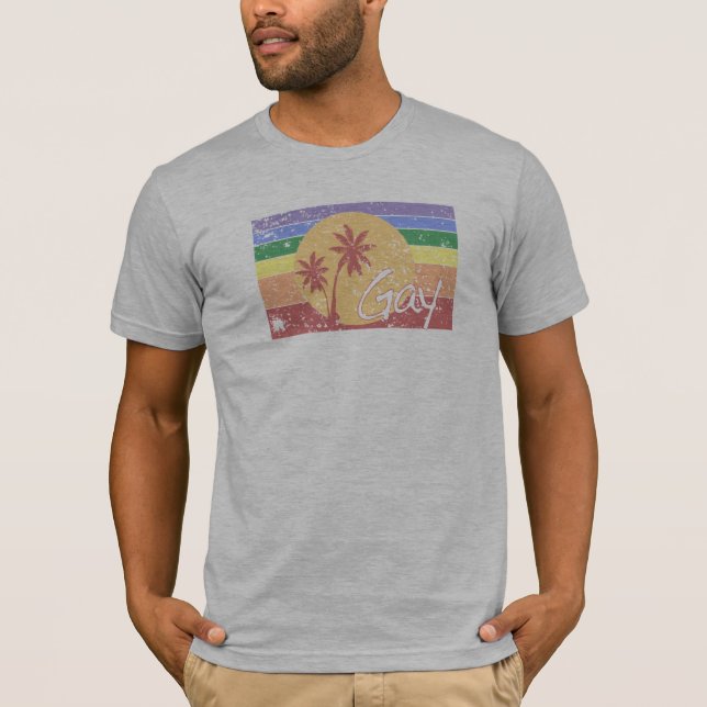 Gay pride Rainbow sunset distressed t-shirt (Front)
