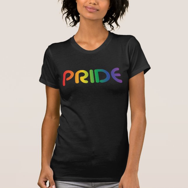Gay Pride Rainbow Text T-Shirt (Front)