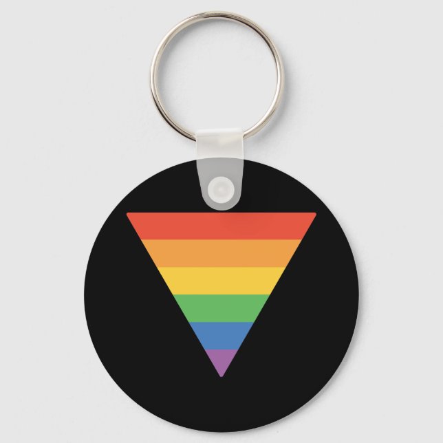 Gay Pride Rainbow Triangle Key Ring (Front)