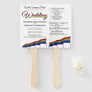 Gay Pride Rainbow Wedding Fans with Program