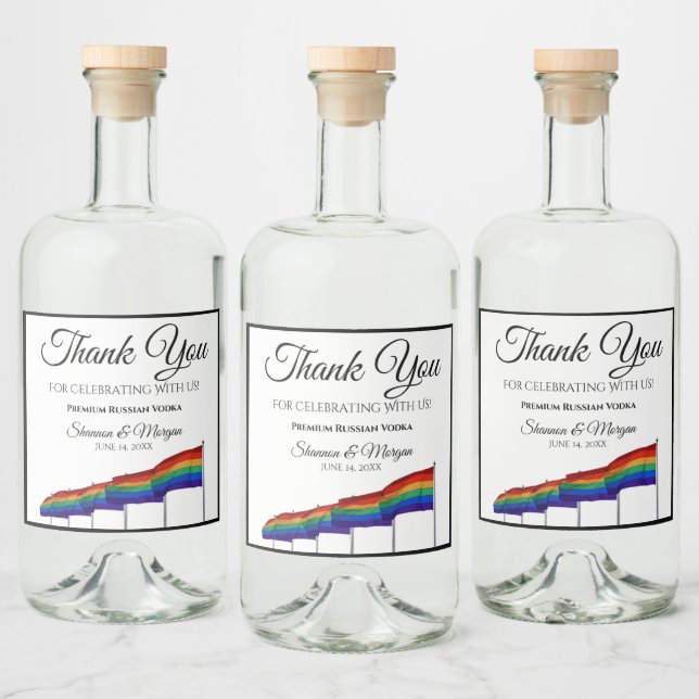 Gay Pride Rainbow Wedding Liquor Bottle Label (Bottles)