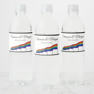 Gay Pride Rainbow Wedding Water Bottle Label Large