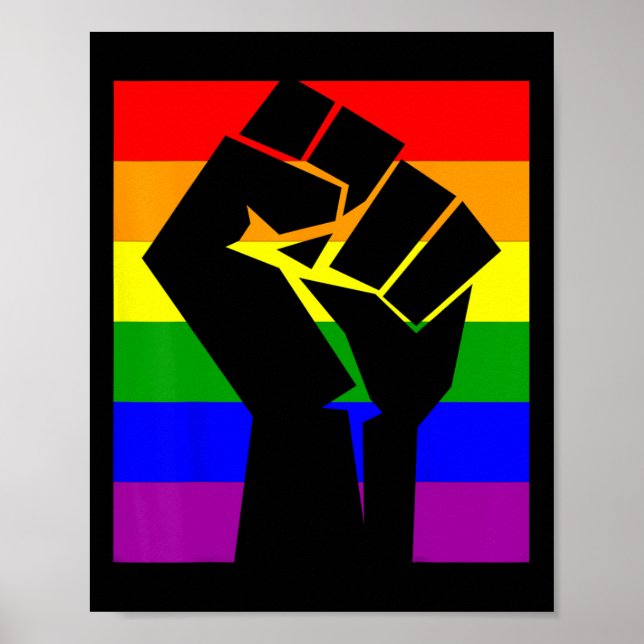 Gay Pride Resist Fist Rainbow Flag Lgbtq Shirt 1  Poster (Front)