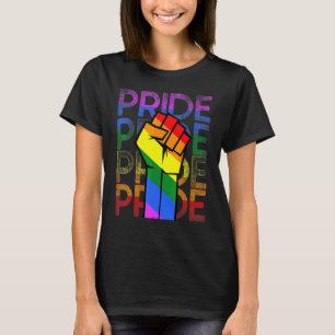 Gay Pride Resist Fist Rainbow Flag Lgbtq T-Shirt