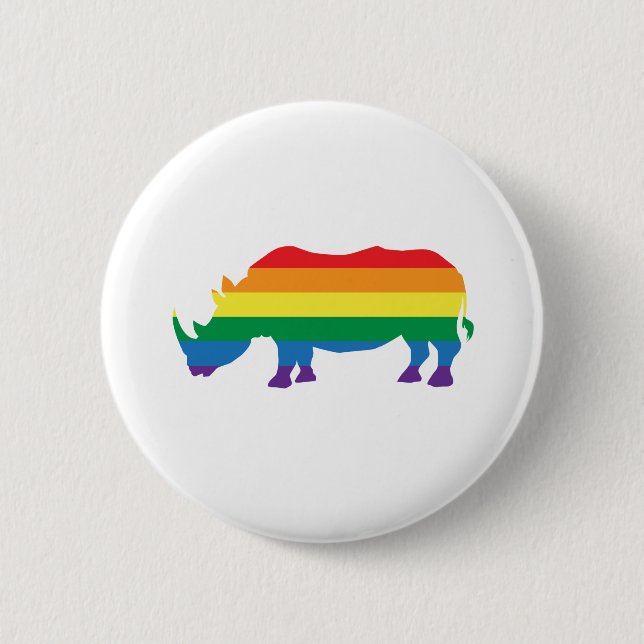 Gay-Pride-Rhino 6 Cm Round Badge (Front)