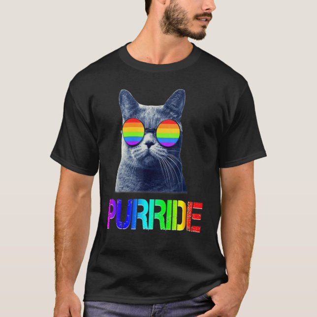 Gay Pride S Lgb Cat  Purride Essentia T-Shirt (Front)