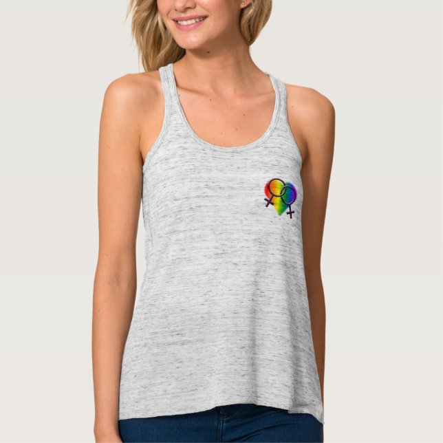 Gay Pride Shirt Women's Rainbow Love Tank Top (Front)
