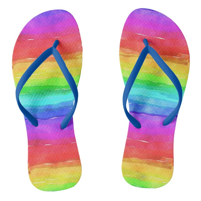Gay Pride Support Rainbow Watercolor LGBTQ Jandals (Footbed)
