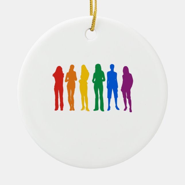 Gay Pride T-shirt Ceramic Tree Decoration (Front)
