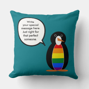 Gay Pride Talking Ms Penguin Personalised  Cushion