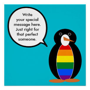 Gay Pride Talking Ms Penguin Personalised Poster