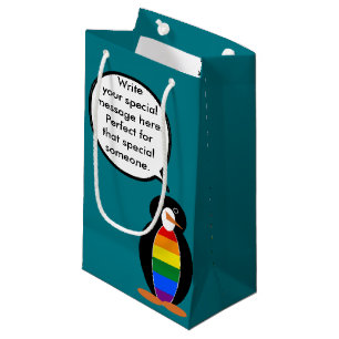 Gay Pride Talking Ms Penguin Personalised Small Gift Bag