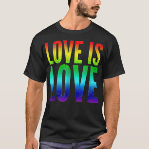 Gay Pride Tee shirt Love is Love Rainbow Flag Colo