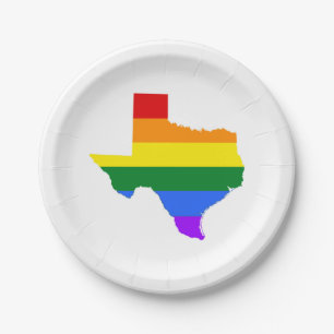 Gay Pride   Texas Rainbow Paper Plate