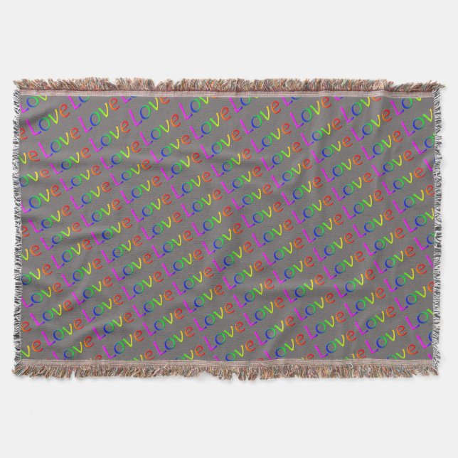 Gay Pride Throw Blanket Rainbow Love Decor (Front)