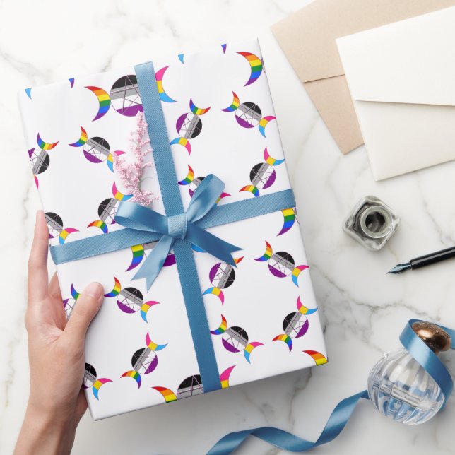 Gay Pride Triple Moon Goddess Pentacle Wrapping Paper (Gifting)