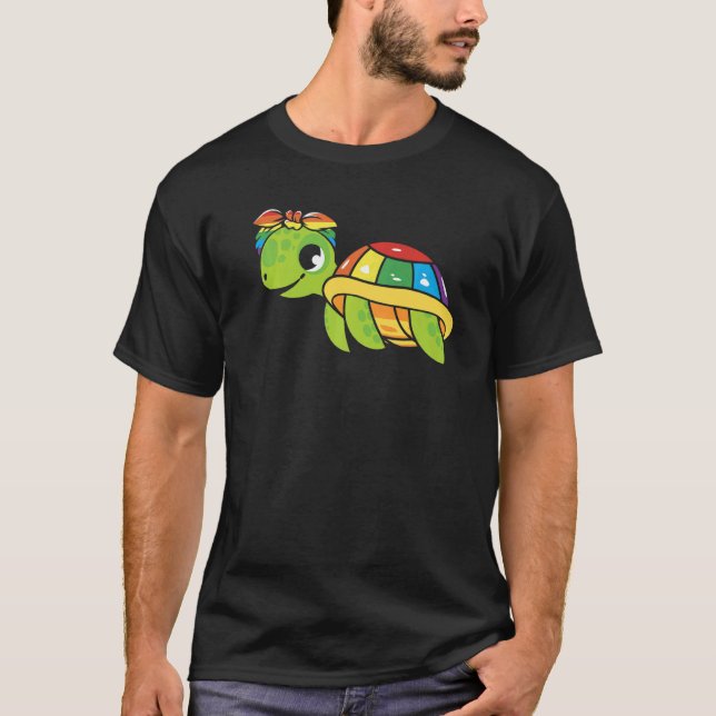 Gay Pride Turtle LGBT Q Cute Animal Rainbow Pride  T-Shirt (Front)