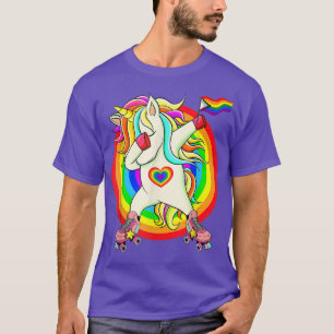 Gay Pride Unicorn Dabbing LGBTQ Rainbow Flag Gift T-Shirt