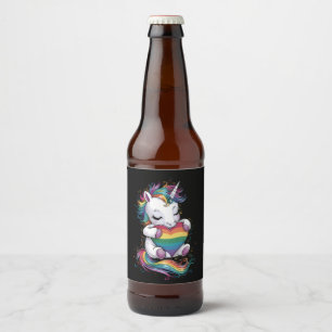 Gay Pride Unicorn Heart Rainbow Flag Lgbt Beer Bottle Label