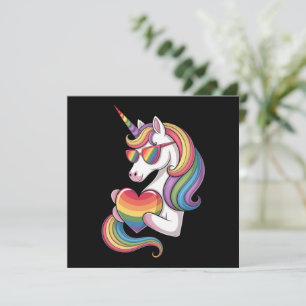 Gay Pride Unicorn Heart Rainbow Flag LGBT Invitation