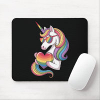 Gay Pride Unicorn Heart Rainbow Flag LGBT