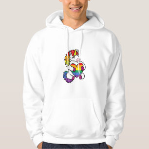 Gay Pride Unicorn Heart Rainbow Flag Lgbt Women Gi Hoodie
