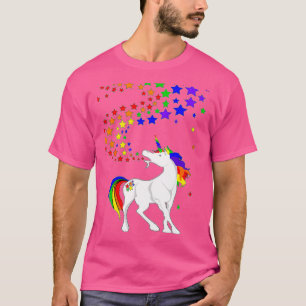 Gay Pride Unicorn Spewing Rainbows Stars T-Shirt