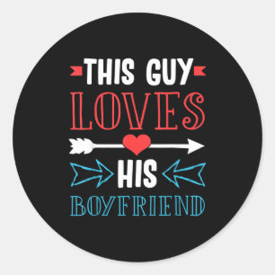 Gay Pride Valentine Day Love My Boyfriend Heart Gi Classic Round Sticker