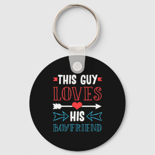 Gay Pride Valentine Day Love My Boyfriend Heart Gi Key Ring