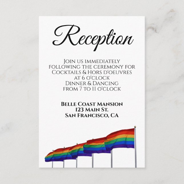 Gay Pride Wedding Reception Enclosure Card (Front)