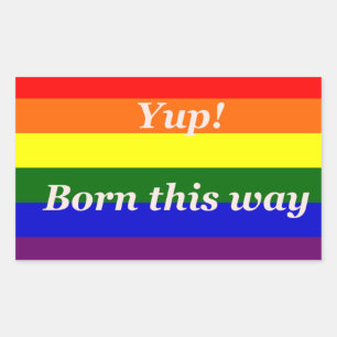 GAY PRIDE YUP BORN THIS WAY RECTANGULAR STICKER