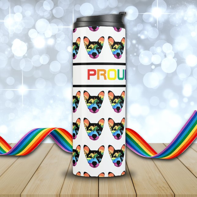 Gay Progressive Pride Rainbow Dog Lover Thermal Tumbler (Creator Uploaded)