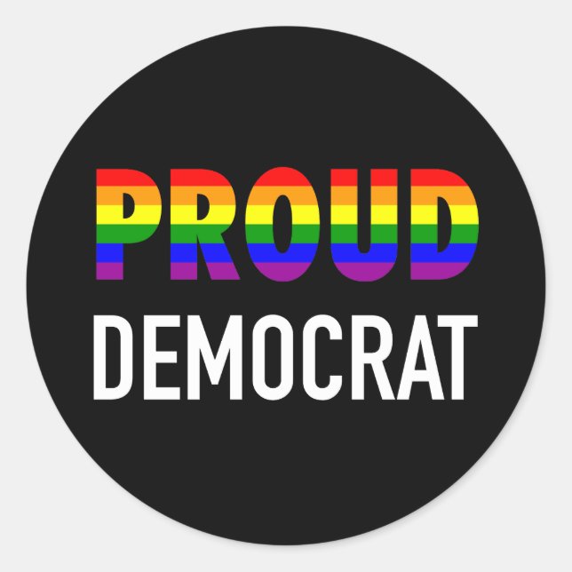 Gay Proud Democrat Classic Round Sticker (Front)